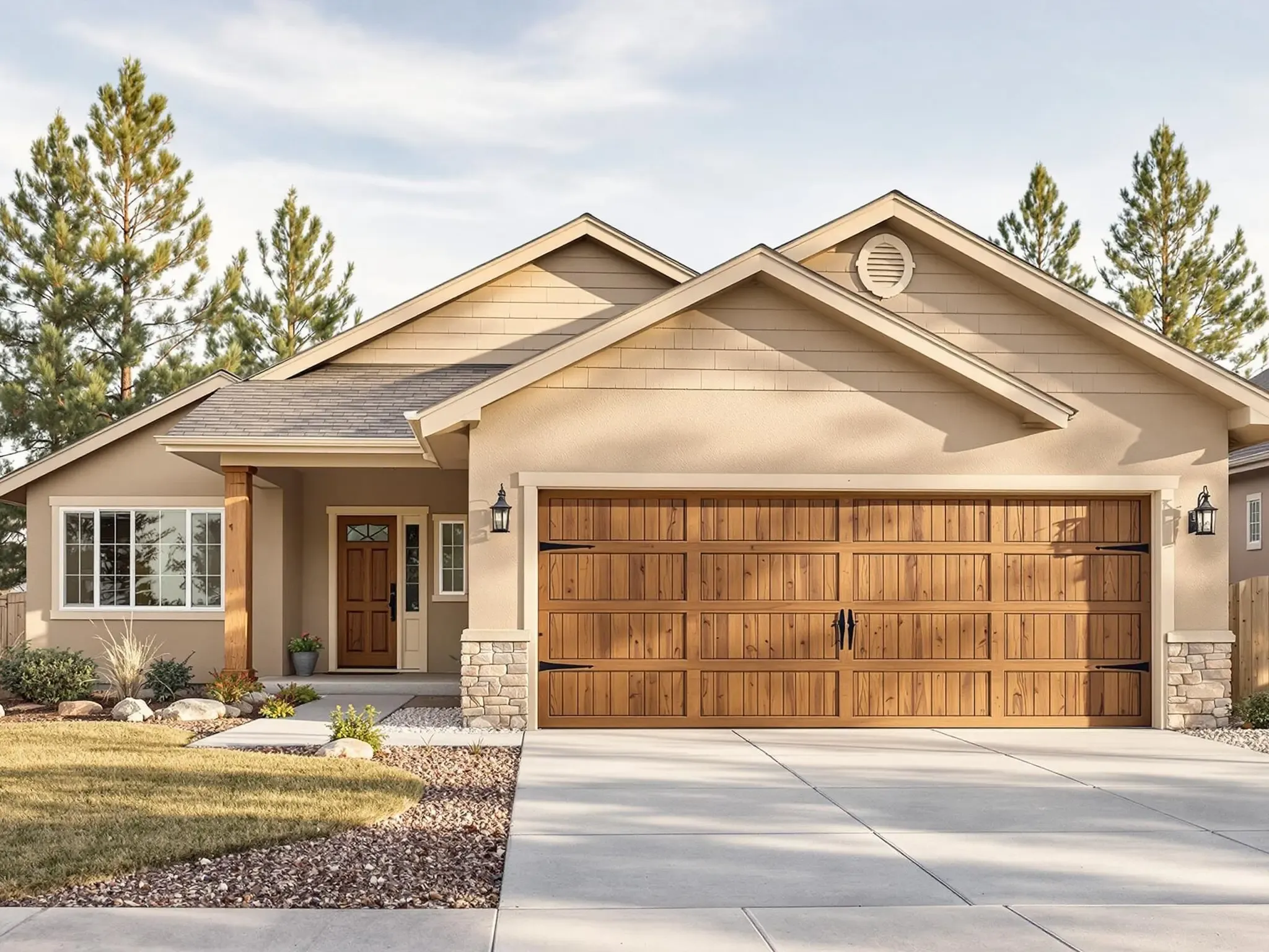 A beige home with a newly installed asphalt shingle roof